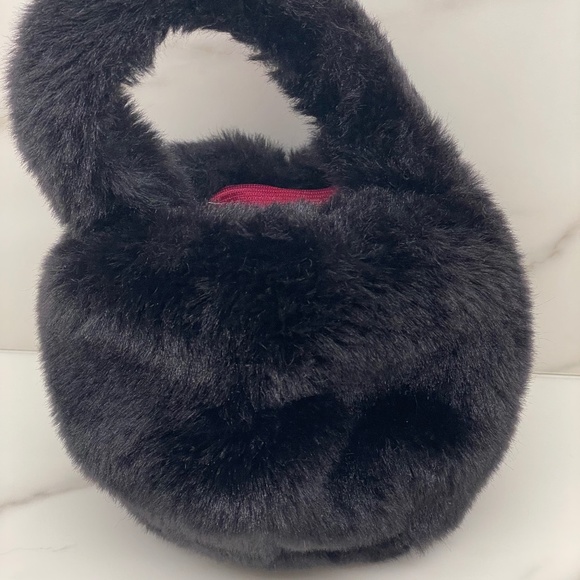 Faux Fur Evening Bag - Black - Picture 1 of 5